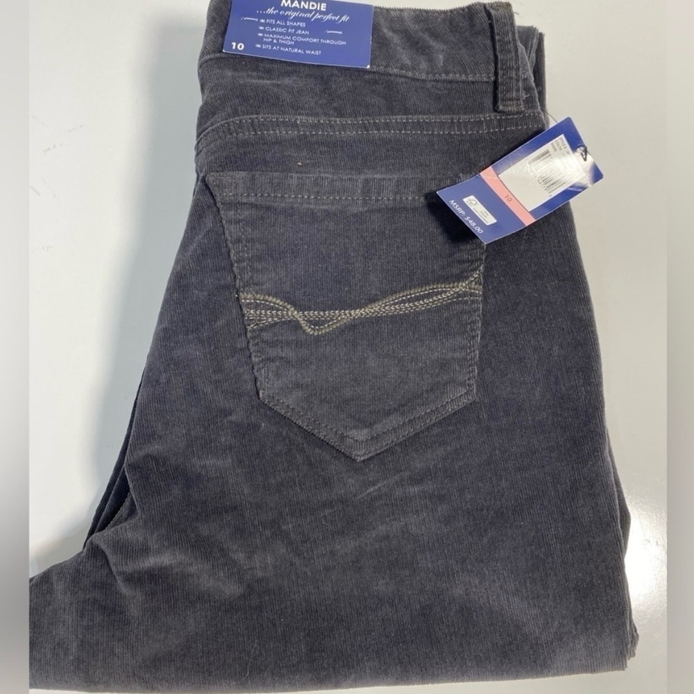 Bandolino Women's Straight Corduroy Leg Jeans - Dark Gray/Charcoal